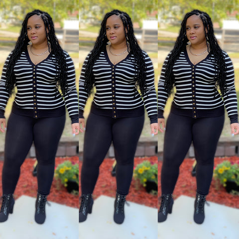 Striped Breezy Cardigans | Set -Black