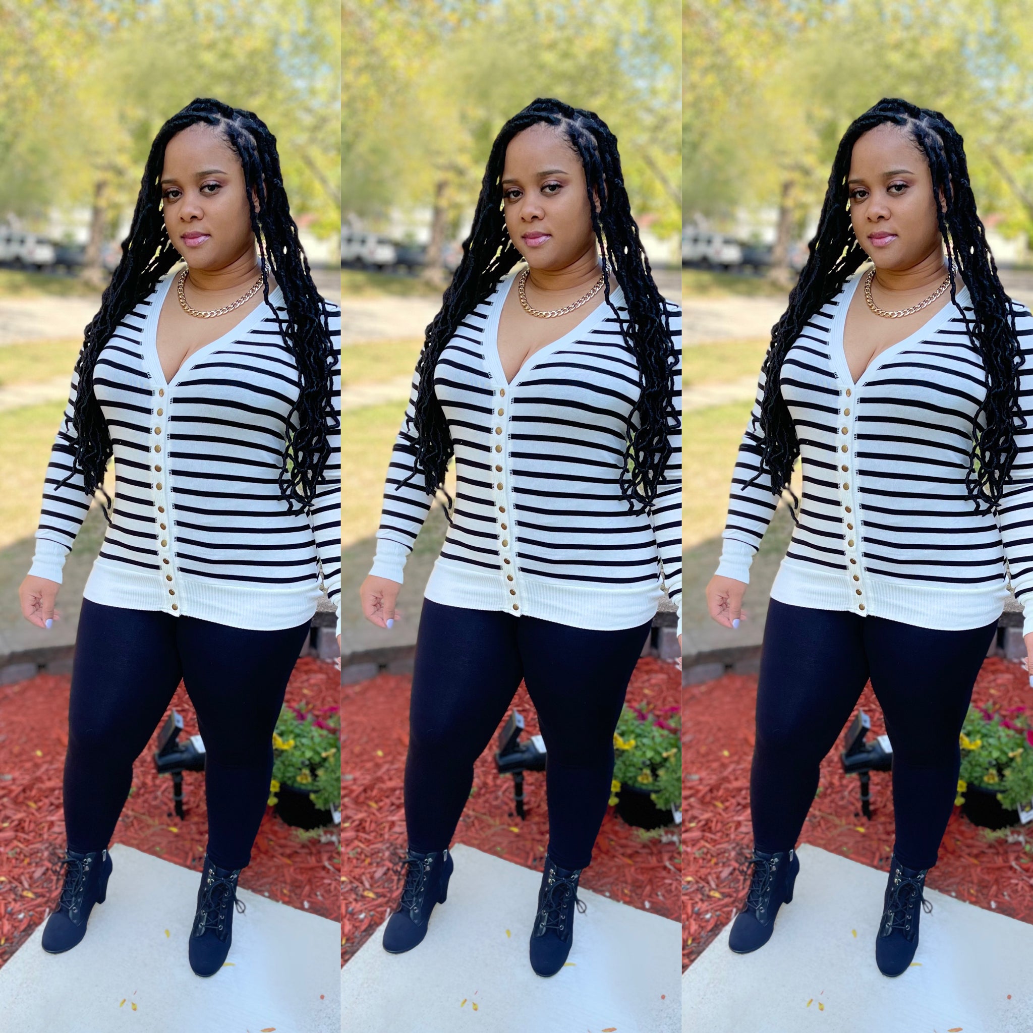 Striped Breezy Cardigans | Set -Ivory