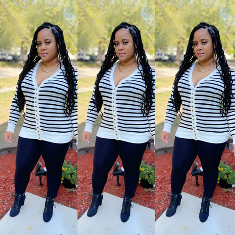 Striped Breezy Cardigans | Set -Ivory
